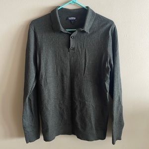 Men’s Express green long sleeve polo shirt